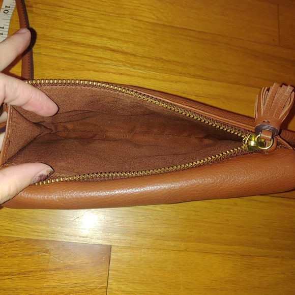 Fossil Brown Leather Sophia Wallet Crossbody Bag Removable Strap Convertible - Picture 9 of 15